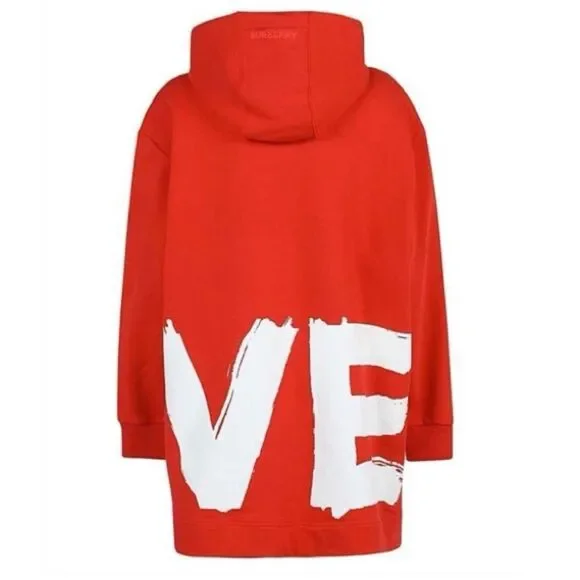 Burberry NWT Love Hooded Sweatshirt Red Unisex - Picture 12 of 14